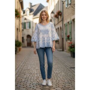 Kindred lace peplum blouse top size M